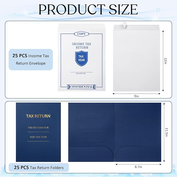 Skyygemm 50 Pcs 9 x 12 Inch Tax Return Envelopes and Tax Return Folders Set 25 - Image 2