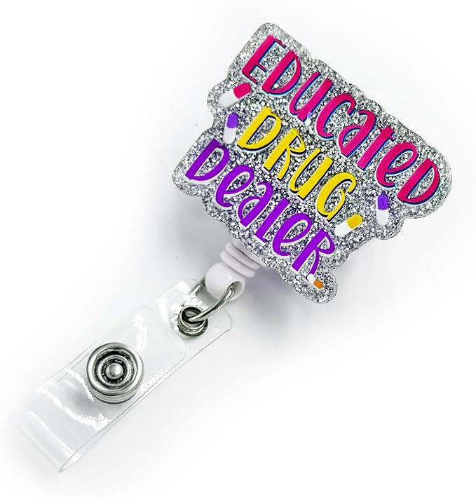 Badge Reel Retractable with ID Clip Text Acrylic Badge Reel Holder Name Badge by TianZhun