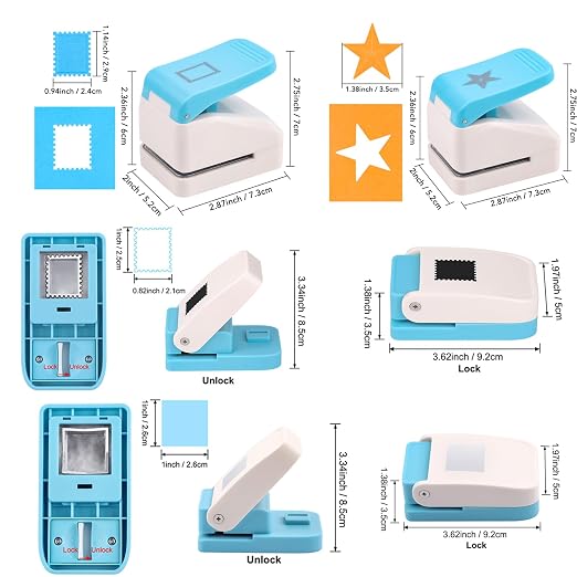 BAOFALI4Pcs Stamp Punche Tool Set |Postage Stamp Punch1X0.8inch/0.9x1.1inch | - Image 2