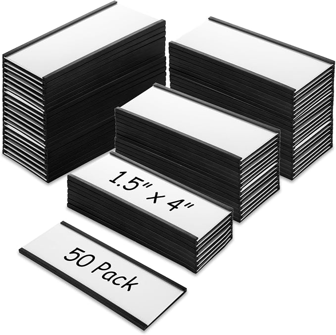 CYEAH 50 Pcs Magentic Label Holders, 4x1.5 inch C Channel Magentic Label Holders by CYEAH