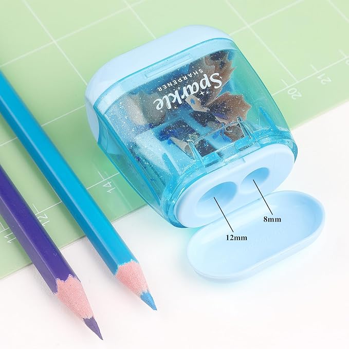 NNY Pencil Sharpener Manual, Dual Hole, 4 Pack | Colored Portable Handheld - Image 5