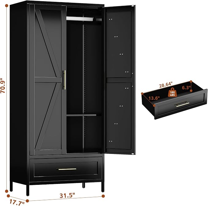 SUPEER Metal Wardrobe Cabinet - Image 2