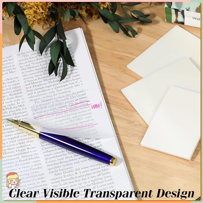 Transparent Sticky Notes, 6 Sizes Clear Sticky Notes Pads, Waterproof - Image 4