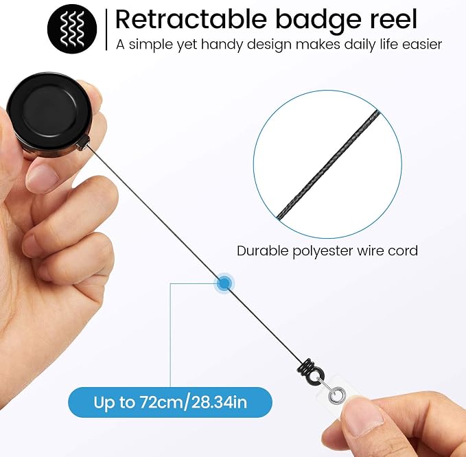 Zonon 30 Pcs Retractable Badge Reel Clips ID Card Holder Reel - Image 3