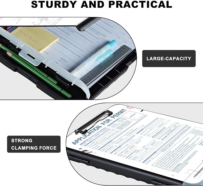 Clipboard with Storage, Heavy Duty Plastic Storage Clipboard with Low Profile - Image 3