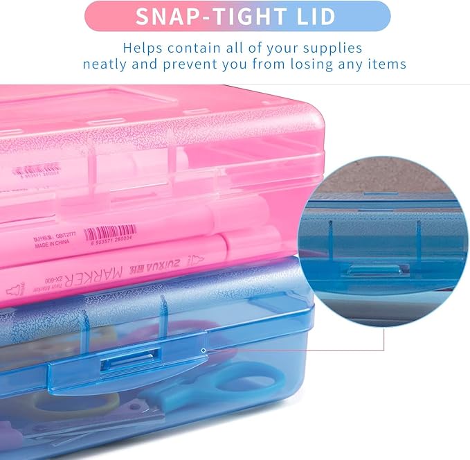 Sooez 3 Pack Pencil Case, Large Hard Pencil Box Bulk, Plastic Storage Container - Image 4