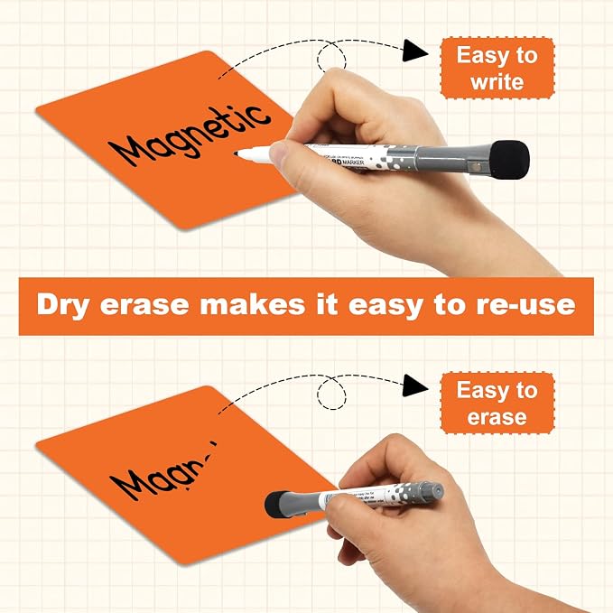 Reusable Magnetic Sticky Notes, Dry Erase Magnets Magnetic Labels, Bright - Image 4