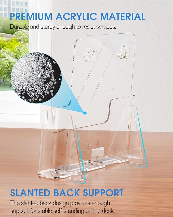 KTRIO Acrylic Brochure Holder 8.5 x 11, 4 Pack Literature Display Stand | - Image 2