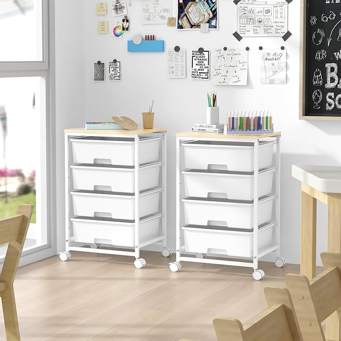 SYKIARIOL Utility Cart with 4 Drawers, 4-Tier Rolling Storage Cart Organizer - Image 7