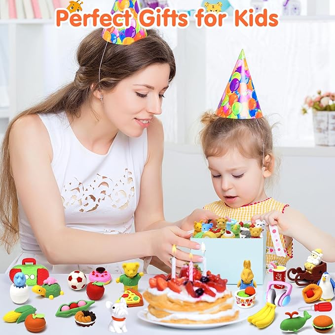 120 Pack Animal Pencil Erasers for Kids, 3D Mini Puzzle Take Apart Erasers, Desk Pets & Treasure Box Toys, Bulk Party Favors, Classroom Prizes, School Supplies, Gift for Boys & Girls-DeskLoop Office