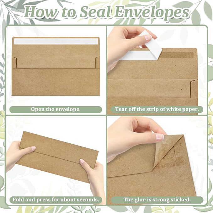 50 Pcs Kraft #10 Business Envelopes, Self Seal Standard Envelopes, Windowless - Image 3