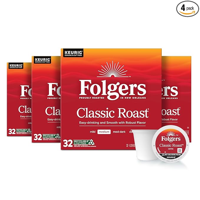 Folgers Classic Roast Medium Roast Coffee, 128 Keurig K-Cup Pods-DeskLoop Office