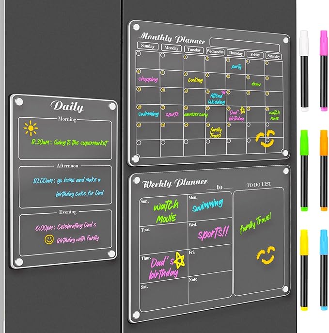 DIYMAG Magnetic Calendar for Refrigerator 3 PCS Dry Erase Wall Planning Pads by DIYMAG