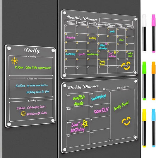 DIYMAG Magnetic Calendar for Refrigerator 3 PCS Dry Erase Wall Planning Pads by DIYMAG