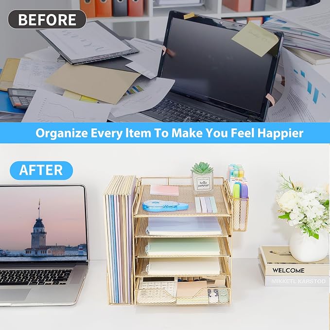 Desk Organizers and Accessories, 5-Tier Paper Letter Tray Organizer - Image 4