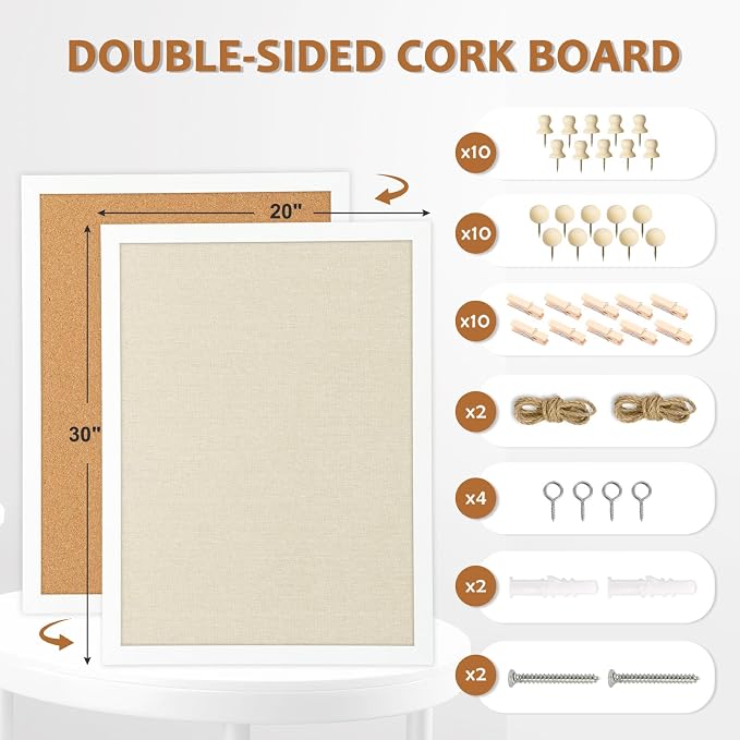Double-Sided Wood Framed Cork Board - Image 6