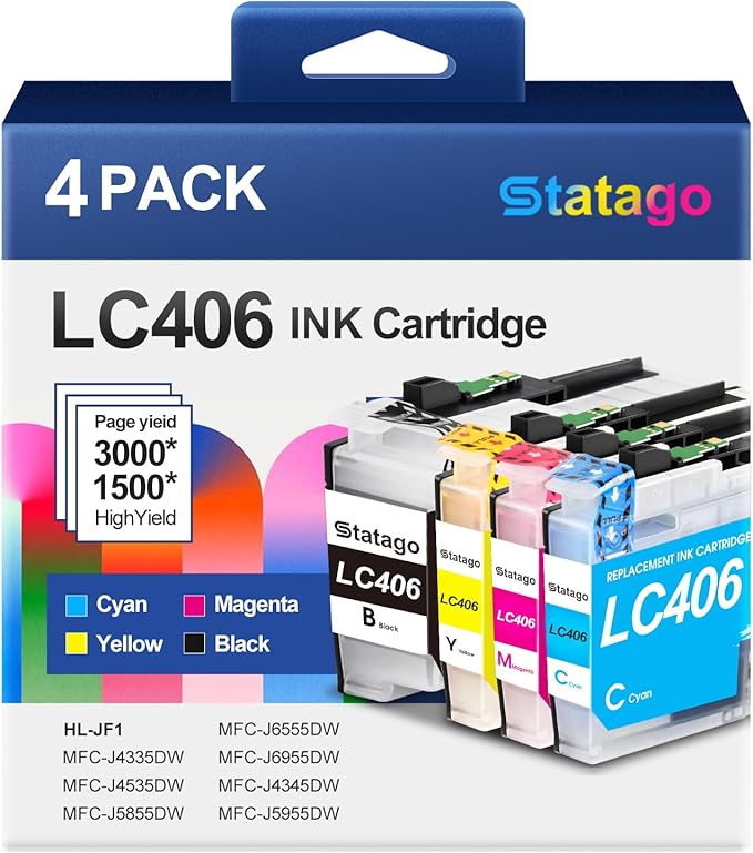 LC406 Ink Cartridges for Brother Printer for Brother LC406 LC406XL Ink Cartridge Work for MFC-J4535DW MFC-J4345DW MFC-J4335DW MFC-J5855DW MFC-J5955DW MFC-J6555DW MFC-J6955DW Printer (4 Pack)-DeskLoop Office