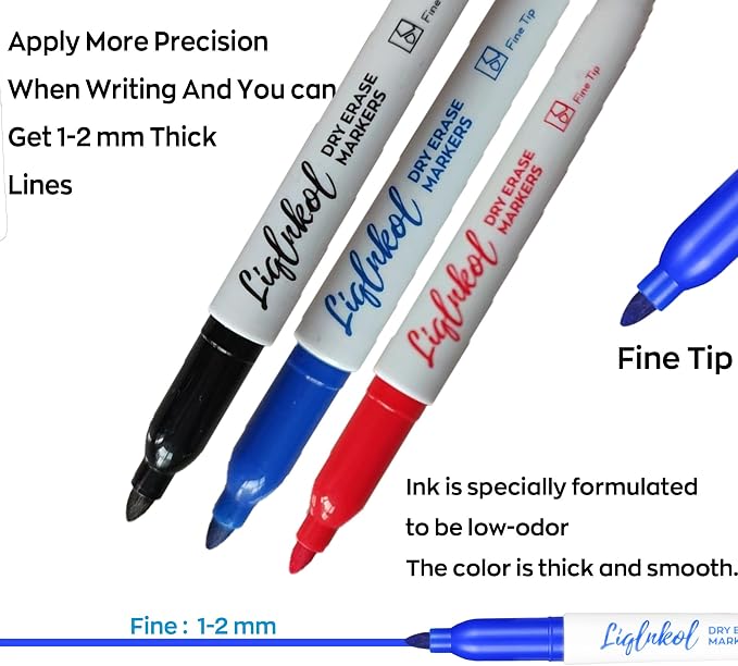Fine Tip Dry Erase Markers 160 Pack Bulk, Low Odor Perfect - Image 2