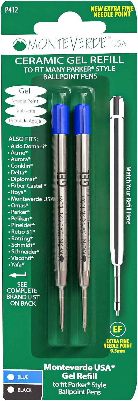 Monteverde Capless Gel Refills to Fit Parker-Style Ballpoint Pens, 0.5mm Extra - Image 6