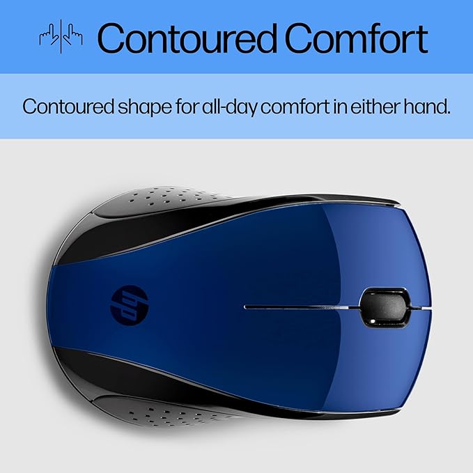 HP X3000 G3 Wireless Mouse - Blue, 15-Month Battery, Side Grips for Control, Travel-Friendly, Blue LED, Powerful 1600 DPI Optical Sensor, Compatible with Wins PC/Laptop, Mac, Chromebook (683N8AA#ABL)-DeskLoop Office