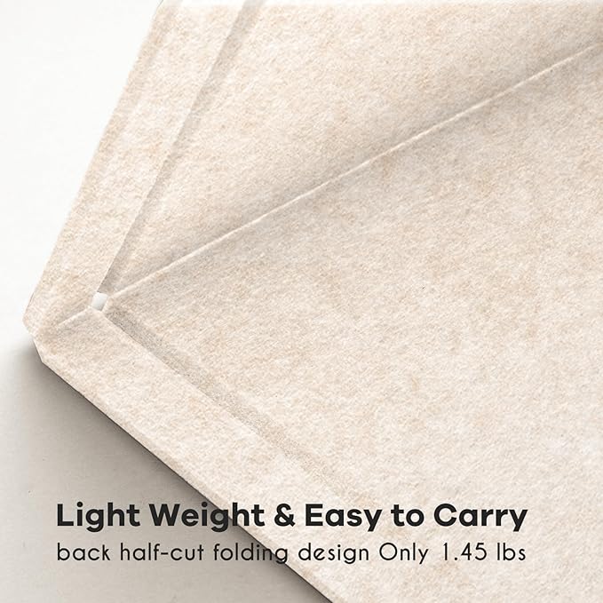 Bulletin Board, 36 x 24 inches Felt Board - Decorative Pin Board, Cork Board Alternative for Wall, 3' x 2' Foldable Picture Board Self-Adhesive Vision Board Prayer Board with 20 Pushpins - Oatmeal-DeskLoop Office