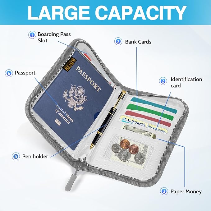 Passport Holder for Travel, Women Rfid Blocking Passport Wallet, Travel - Image 3