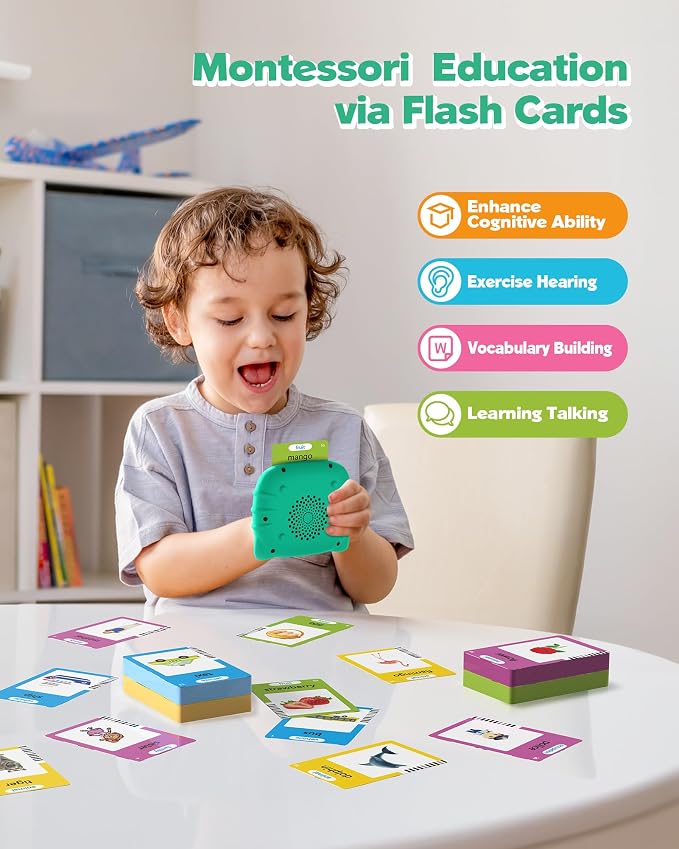 Talking Flash Cards for Toddlers 1 2 3 4 Year Olds, Montessori Language Learning - Image 3