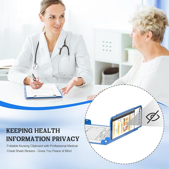 Nursing Clipboard Foldable, Quad-Fold Aluminum, Pocket Size, Metal Pen Clip - Image 7