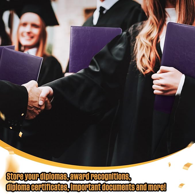 Tenare 3 Pcs Purple Leather Certificate Holder 8.5 x 11 PU Phd Bachelor Master - Image 7