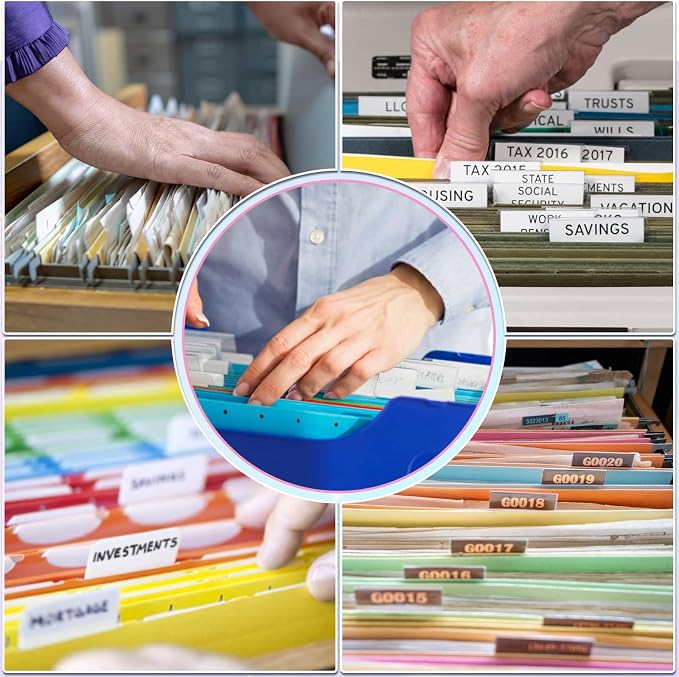 File Folder Tabs, Selizo 100 Sets Hanging File Folder Labels 2" Tabs and Inserts - Image 7