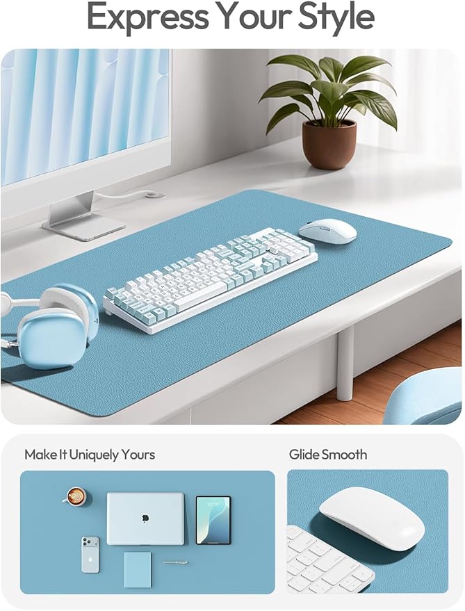 YSAGi Leather Desk Pad Protector, Office Desk Mat, Large Mouse Pad, Non-Slip PU - Image 3