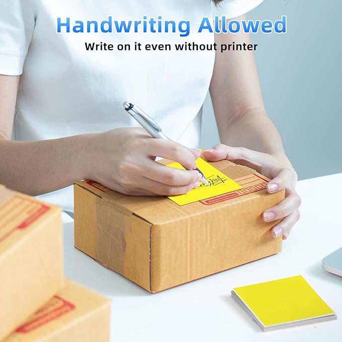 4x6 Thermal Labels, 1 Packs of 500 4x6 Fold Labels Yellow - Compatible with JADENS, ASprink, Phomemo, Rollo, Zebra, Omezizy and Other Thermal Printers-DeskLoop Office