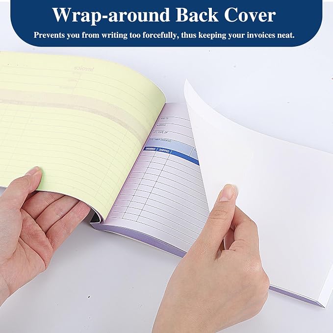 6 Pack Invoice Receipt Book, 2-Part Carbonless, 5-9/16" x 8-7/16" Invoice Book - Image 3