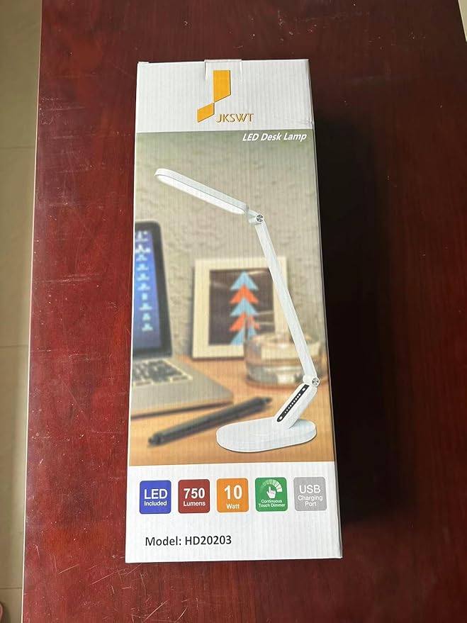 JKSWT Desk Lamp, for Eye Care, Dimmable Table Lamp with 5 Colour Modes, 72 LEDs with USB Charging Port, Touch Control and Memory Function, Office Lamp-DeskLoop Office