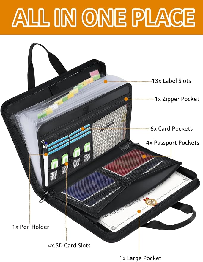 onvvippiv Important Document Organizer Folio Accordion File Organizer | - Image 3