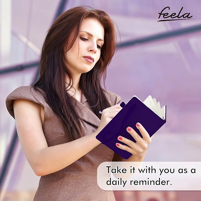 feela 12 Pack Notebooks Journals Bulk, Hardcover Notebook Classic Ruled Journal Set with Pen Holder for School Business Work Travel Writing, with 12 Black Pens, 120 GSM, 5.1”x8.3”, A5, Purple-DeskLoop Office