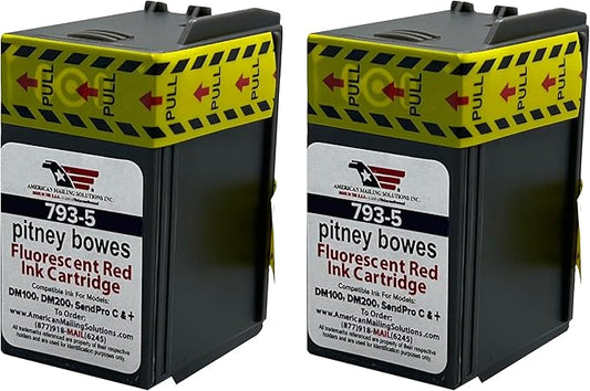 AMERICAN MAILING SOLUTIONS INC. | 2-Pack | PB 793-5 Replacement Red Fluorescent Ink Cartridge for Postage Meters DM100i, DM125i, DM150i, DM175i, DM200L, DM225, SendPro 300, C200, C300, C400, C425-DeskLoop Office