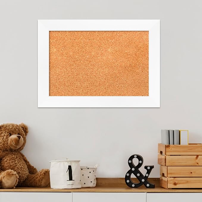Amanti Art Natural Cork Board for Wall, 15x21 Vision Board with White Frame, Small Corkboard Office Decor for Home Organization, Modern Corkboard Pinboard to Display Items for Home Organization in-DeskLoop Office