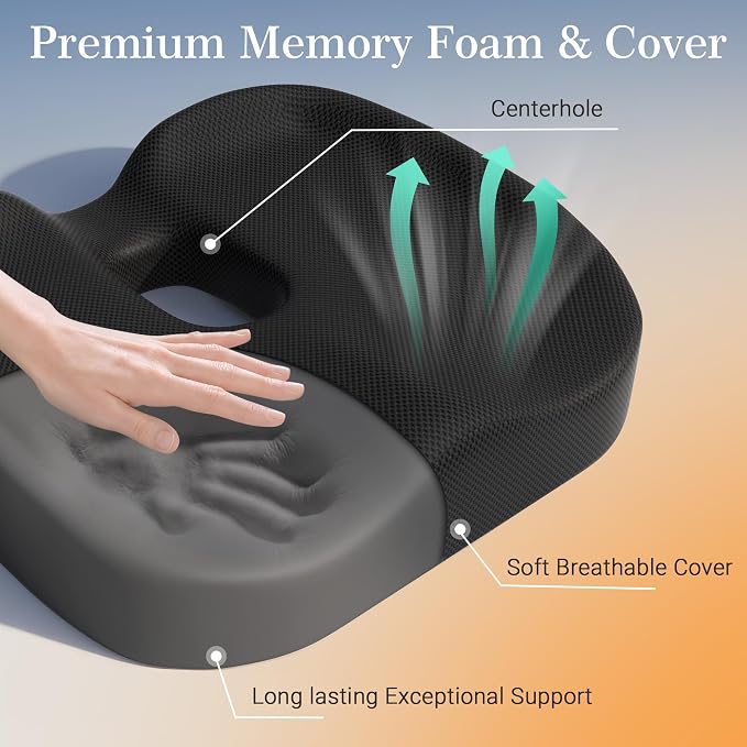 Donut Pillow Seat Cushion for Hemorrhoids & Tailbone Pressure Relief - Image 3