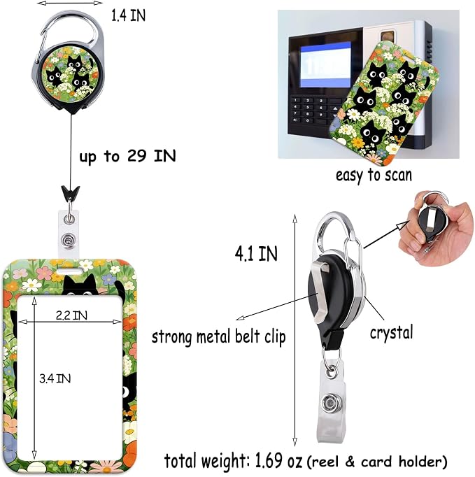 Cute Retractable ID Badge Holder Reel Flowers Badge Reel - Image 5