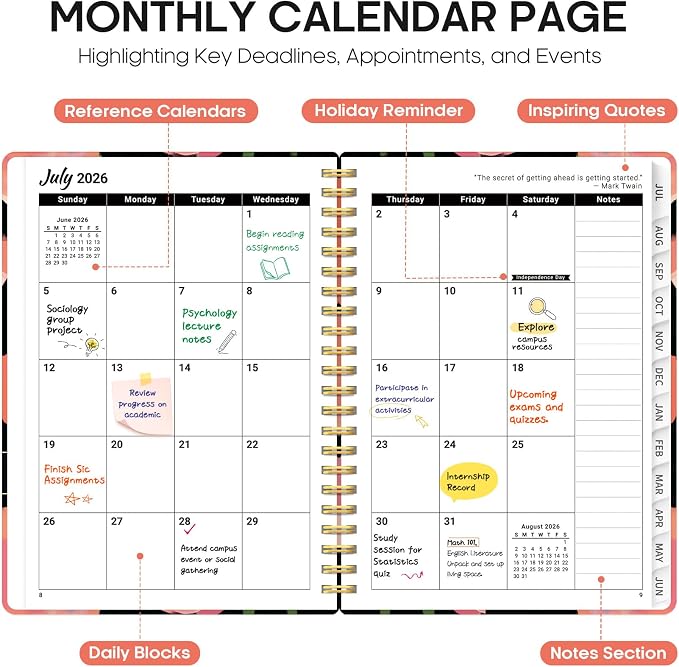 Planner 2026-2027, Academic Year Weekly and Monthly Calender Planner, from Jul - Image 2