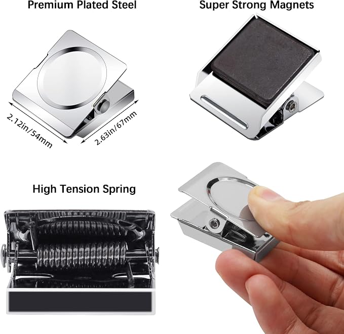 Magnetic Clips, 2.12 inches Heavy Duty Metal Magnet Clips - Image 2