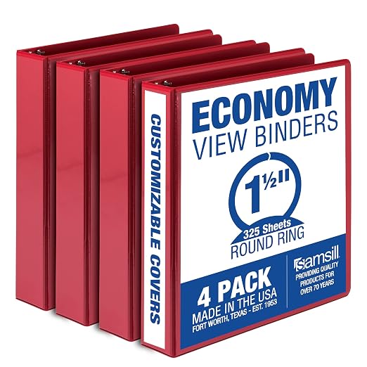 Samsill 1.5 Inch 3 Ring Binders, Made in USA, Economy Round Ring, 325 Sheet by Samsill
