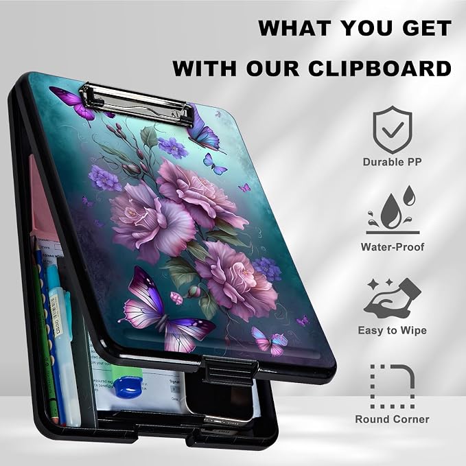 Clipboard with Storage, Plastic Storage Clipboard with Low Profile Clip - Image 6