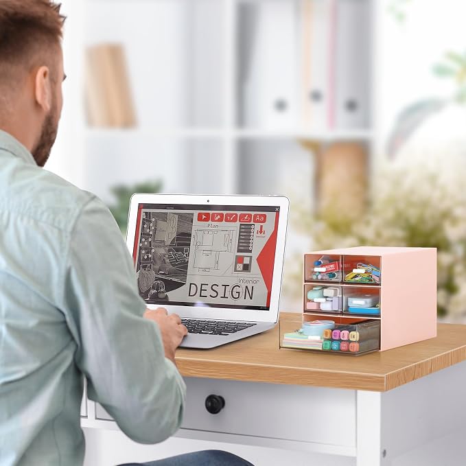Desk Organizer with 5 Drawers, Rectangular Office Stationery Supplies Desktop - Image 2