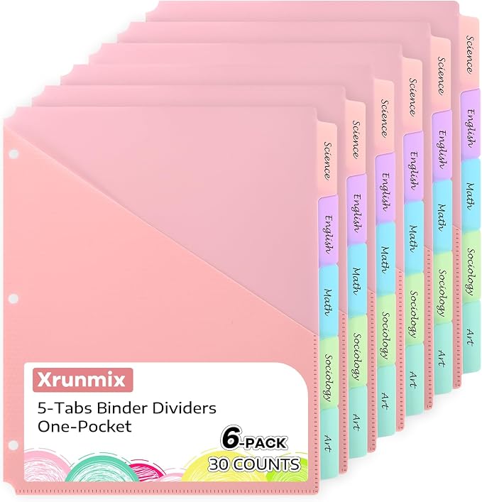 5 Tabs Dividers with One Pockets by XrunmixOffice