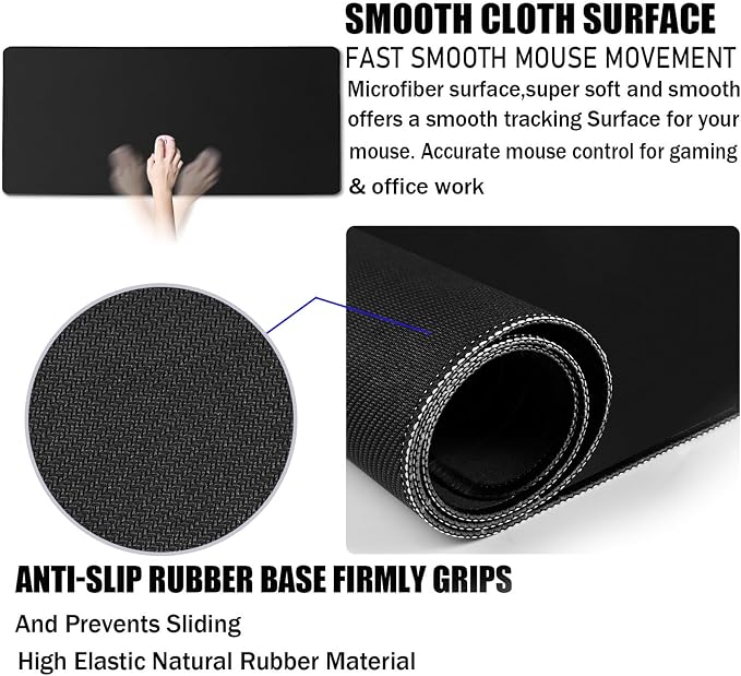Large Gaming Mouse Pad with Extended Stitched Edges, Durable Non-Slip Natural - Image 3