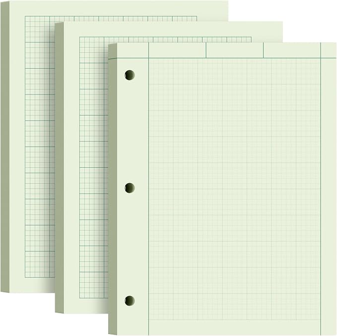 Engineering Paper 8.5 x 11, 3 Pack Engineering Notebook, 5x5 Quad Ruled by Aidunmis