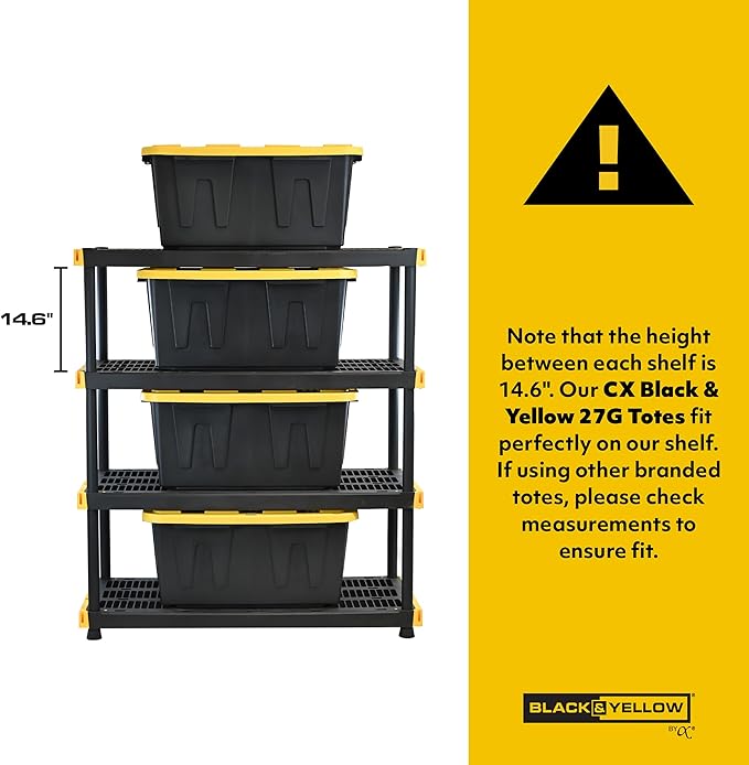 CX Black & Yellow 27-Gallon Heavy Duty Stackable Storage Bins - Image 7