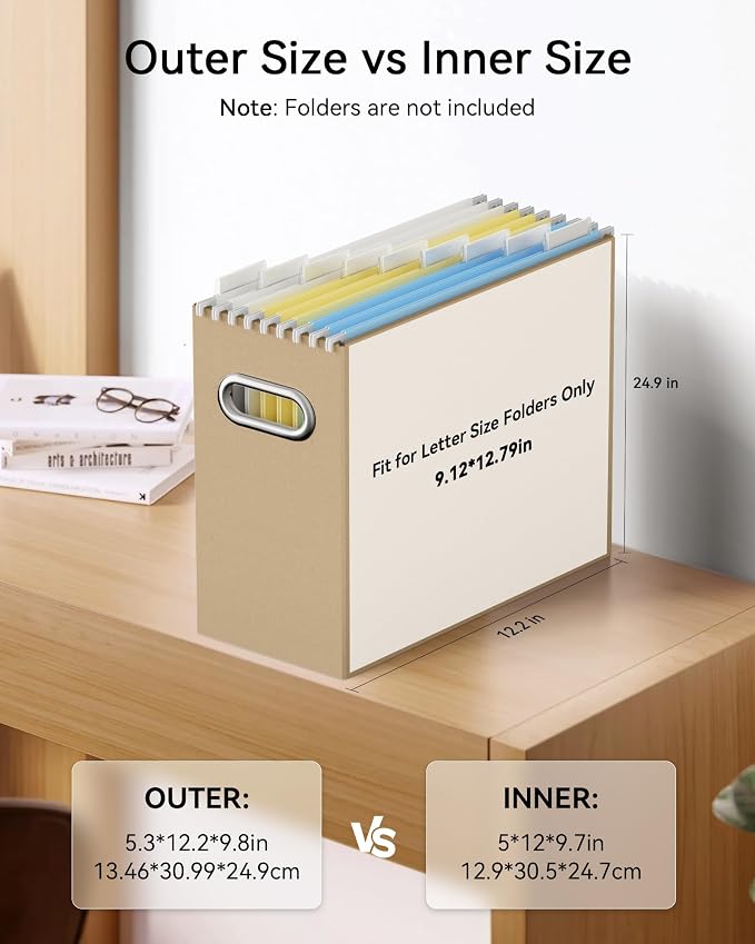 Oterri File Organizer Box, Portable Collapsible Cardboard File Folder Organizer - Image 2
